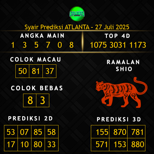 Prediksi Atlanta Hari Ini 27-juli-2025