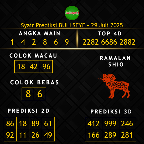 Prediksi Bullseye Hari Ini 29-juli-2025