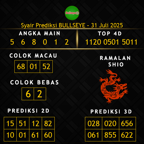 Prediksi Bullseye Hari Ini 31-juli-2025