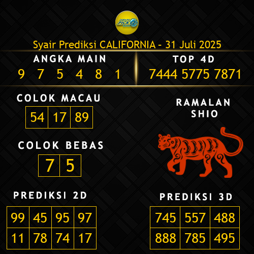 Prediksi California Hari Ini 31-juli-2025