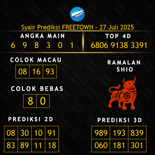 Prediksi Freetown Hari Ini 27-juli-2025