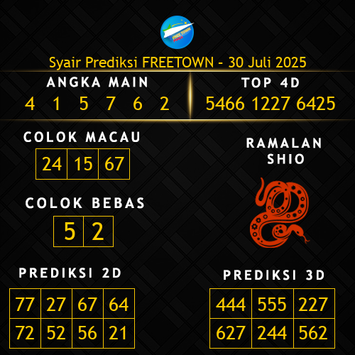 Prediksi Freetown Hari Ini 30-juli-2025