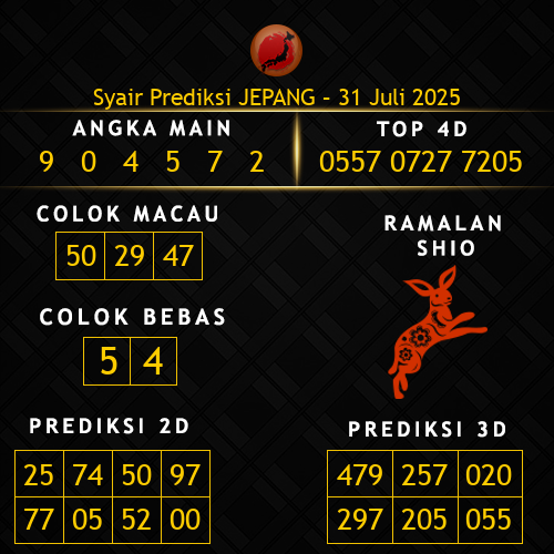 Prediksi Jepang Hari Ini 31-juli-2025