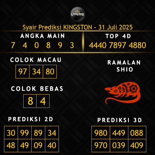 Prediksi Kingston Hari Ini 31-juli-2025