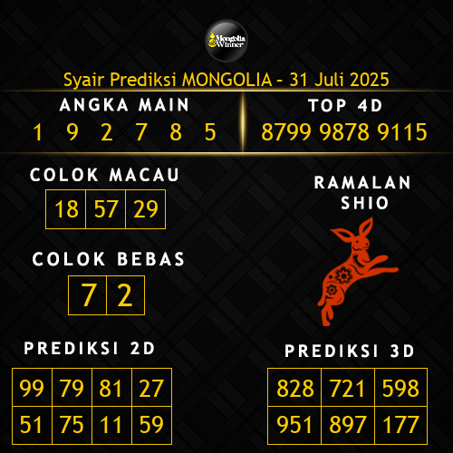 Prediksi Mongolia Hari Ini 31-juli-2025