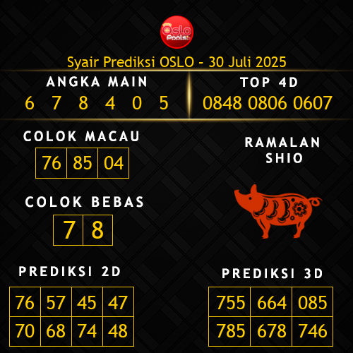 Prediksi Oslo Hari Ini 30-juli-2025