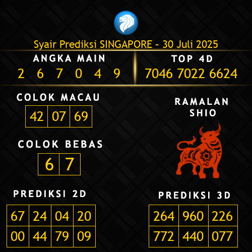 Prediksi Singapore Hari Ini 30-juli-2025