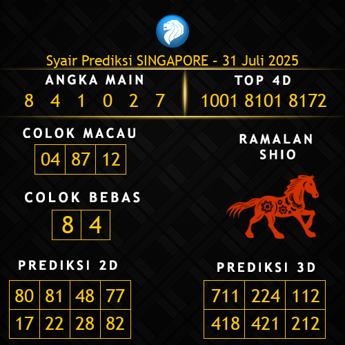 Prediksi Singapore Hari Ini 31-juli-2025
